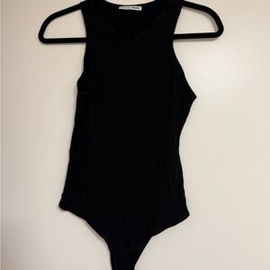 Reformation Black Ribbed Bodysuit